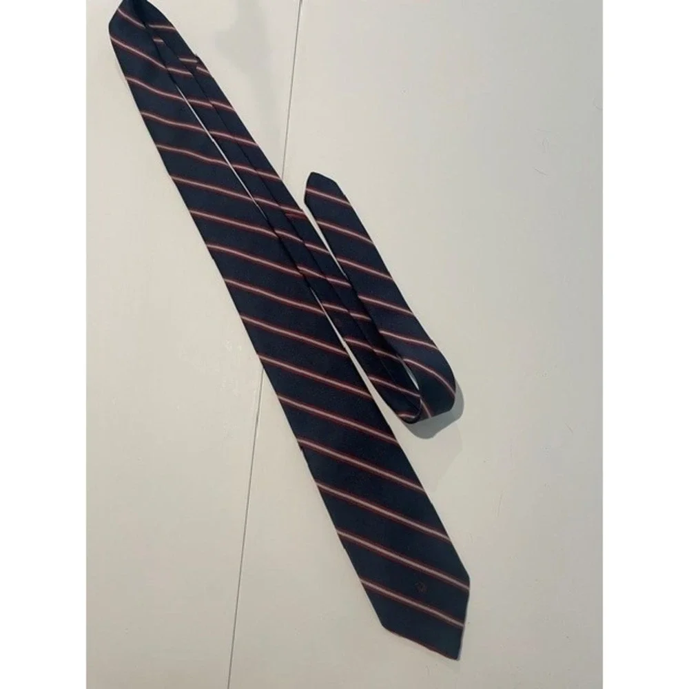 Christian Dior Tie Red Blue Striped Logo Pattern